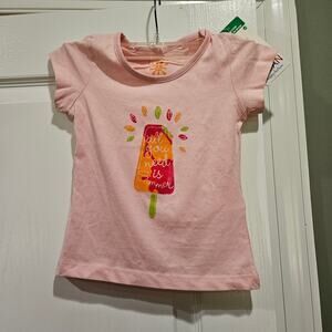 Losan Toddler Girl's Size 3T Pink Summer Popsicle‎ Short Sleeve Tee Shirt NWT
